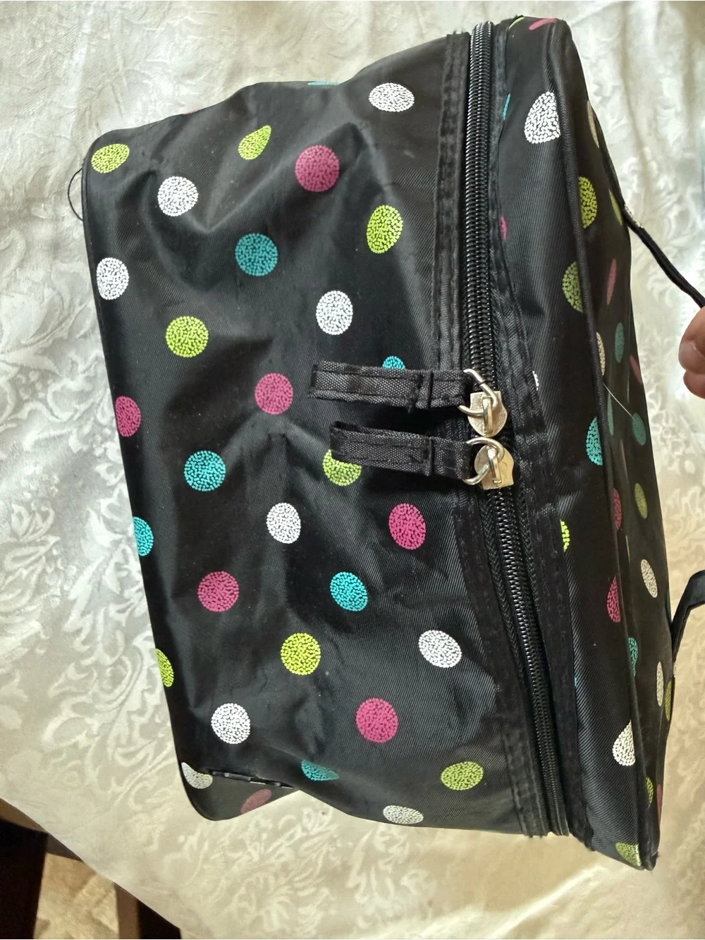 Caboodles Black Polka Dot Travel Cosmetic Case with Multicolor Dots